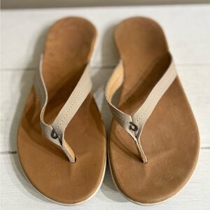 Olukai Cream Flip Flop Sandals